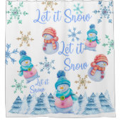 レットイット雪水彩雪だるまシャワーカーテン シャワーカーテン (正面)