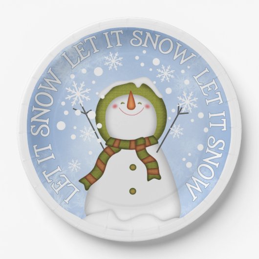 レットスノー雪だるま紙プレート ペーパープレート (正面)
