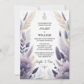 レットプラム秋春サマーラベンダーセージ結婚ズ 招待状 (正面)