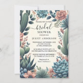 レットボホリーフデザートカッティ多肉性ブライダルシャワー 招待状 (正面)