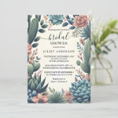 レットボホリーフデザートカッティ多肉性ブライダルシャワー 招待状 (スタンド正面)