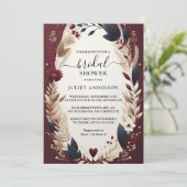 レットマルーン伝統的秋ブルゴーニュブライダルシャワー 招待状 (スタンド正面)