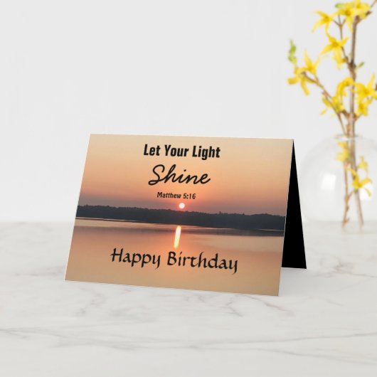 レットユーザーシャイン誕生日サンセット聖書引用文 カード (黄色い花)