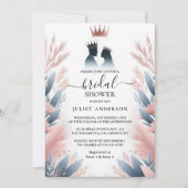 レットロングトゥルレガルグラム赤面ピンクブライダルシャワー 招待状 (正面)