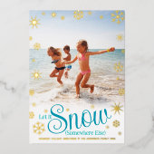 レット・イット・スノー・サムウェア・エルス ビーチ フォト リアル ゴールド 箔シーズンカード (正面)