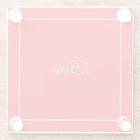 レッドあなたの名前ミニマリスト個人モダン ガラスコースター (裏面)