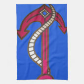 レッドいかりアートプリント キッチンタオル (縦)