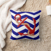 レッドいかり航海のシェブロンストライプズ クッション (ブランケット)