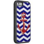 レッドいかり航海のシェブロンストライプズ Case-Mate iPhoneケース (裏面/右)