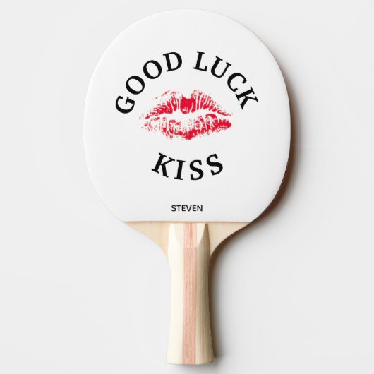 レッドおもしろいキスグッドラックヴァレンティーヌパーソナライズされた 卓球ラケット (裏面)