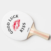 レッドおもしろいキスグッドラックヴァレンティーヌパーソナライズされた 卓球ラケット (横)