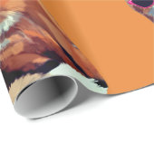 レッドおもしろいキツネアートラッピング紙 ラッピングペーパー (ロールコーナー)