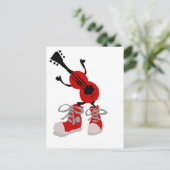レッドおもしろいギターinレッドスニーカーデザイン ポストカード (スタンド正面)