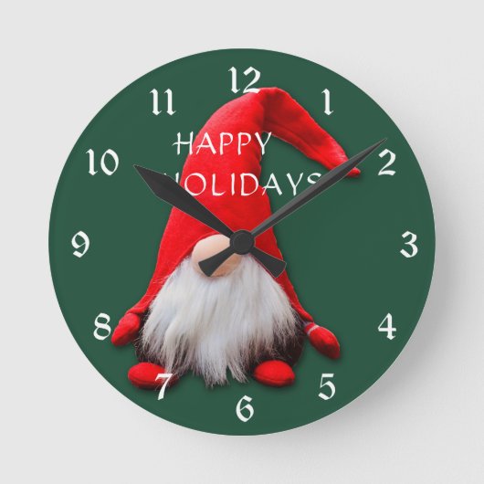 レッドおもしろい格言クリスマス ラウンド壁時計 (正面)