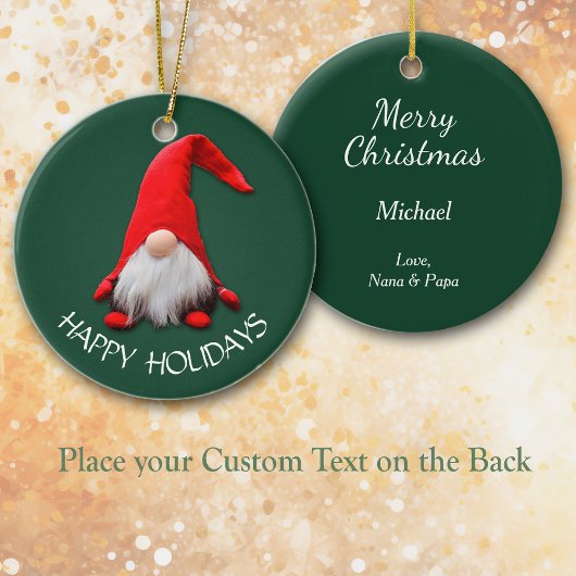 レッドおもしろい格言ハッピーホリデイズ セラミックオーナメント