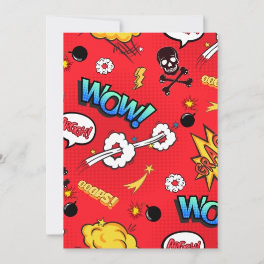 レッドおもしろい漫画ブックスタイル 招待状 (裏面)