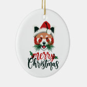 レッドおもしろい・パンダ・メリー・クリスマス セラミックオーナメント (右)