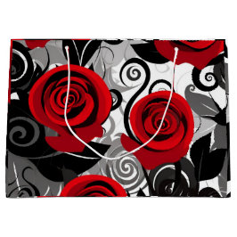 レッドかわいらしローゼス抱き枕 ラージペーパーバッグ