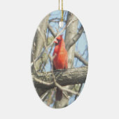 レッドかわいらし（鳥）ショウジョウコウカンチョウクリスマス セラミックオーナメント (右)