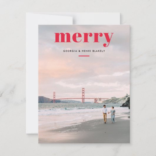 レッドが1シンプル枚のフォトクリスマスでオーバーレイ シーズンカード (正面)