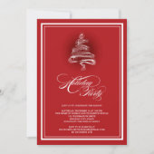 レッドきらめくクリスマスツリーホリデーパーティー招待状 招待状 (正面)