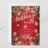 レッドきらめくラグジュアリ企業のーホリデーパーティー 招待状 (正面)