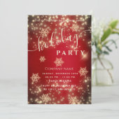 レッドきらめくラグジュアリ企業のーホリデーパーティー 招待状 (スタンド正面)