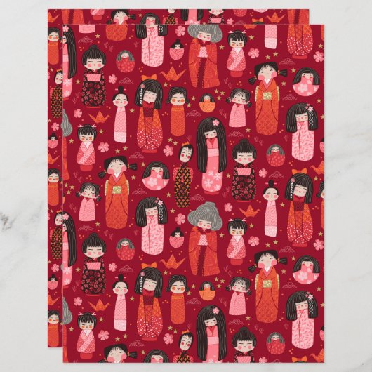 レッドこ図解入りの、写真付きのけし日本のスクラップブック紙 (正面/裏面)