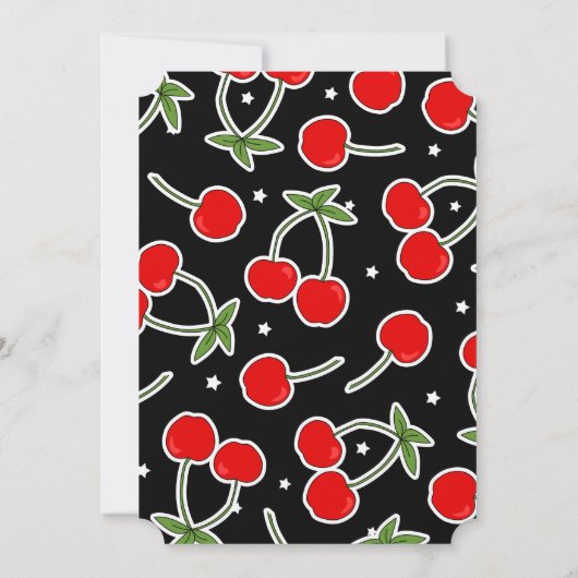 レッドさくらんぼとスターレトロのダイカット誕生日パーティー 招待状 (裏面)