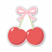 レッドさくらんぼとピンクボウコケットコテージシック シール (正面)