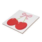 レッドさくらんぼとピンクボウコケットコテージシック タイル (側面)