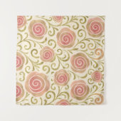 レッドさくらんぼとピンクボウコケットコテージシック タペストリー (正面(横))