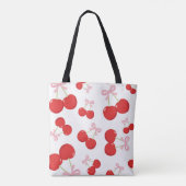 レッドさくらんぼとピンクボウコケットコテージシック トートバッグ (裏面)