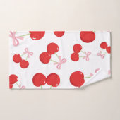 レッドさくらんぼとピンクボウコケットコテージシック バスタオルセット (ハンドタオル)