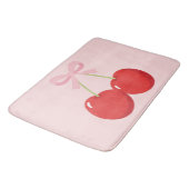 レッドさくらんぼとピンクボウコケットコテージシック バスマット (アングル)