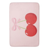 レッドさくらんぼとピンクボウコケットコテージシック バスマット (正面縦)