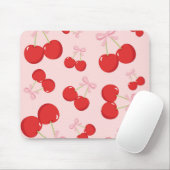 レッドさくらんぼとピンクボウコケットコテージシック マウスパッド (マウス)