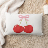 レッドさくらんぼとピンクボウコケットコテージシック ランバークッション (ブランケット)