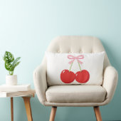 レッドさくらんぼとピンクボウコケットコテージシック ランバークッション (椅子)