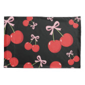 レッドさくらんぼとピンクボウコケットコテージシック 枕カバー (裏面)