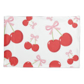 レッドさくらんぼとピンクボウコケットコテージシック 枕カバー (裏面)