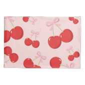 レッドさくらんぼとピンクボウコケットコテージシック 枕カバー (裏面)