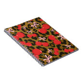 レッドさくらんぼとピンクボウコケットヒョウ柄 ノートブック (右側)