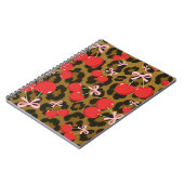 レッドさくらんぼとピンクボウコケットヒョウ柄 ノートブック (左側)