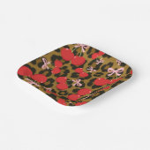 レッドさくらんぼとピンクボウコケットヒョウ柄 ペーパープレート (傾斜あり)