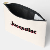 レッドさくらんぼとブラックカバナストライプデラックストラベル アクセサリーポーチ (見開き)