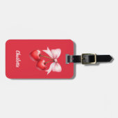 レッドさくらんぼのボーピンクの名前 ラゲッジタグ (正面横)