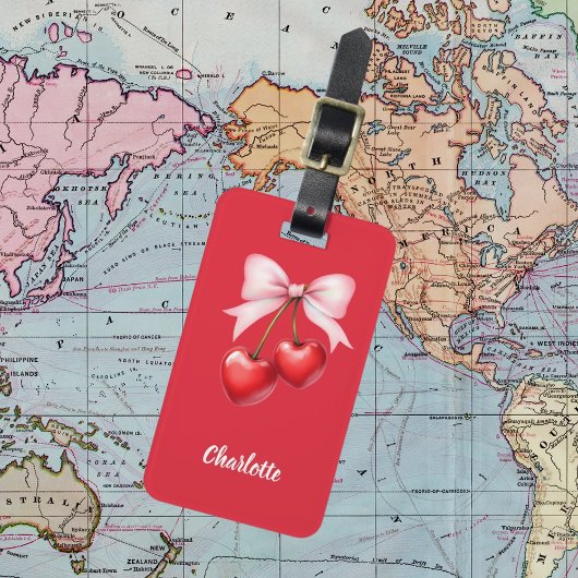 レッドさくらんぼのボーピンクの名前 ラゲッジタグ