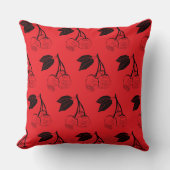 レッドさくらんぼウッドカット クッション (正面)