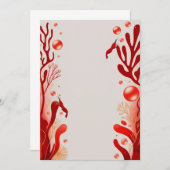 レッドさくらんぼエビ魚婚式パーティー招待状 招待状 (正面/裏面)